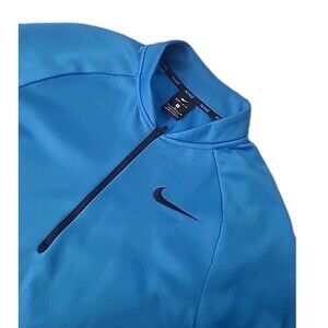 Nike Dri-Fit 1/2 Zip Sweatshirt Mens M Blue Fleece Pocket Blade Collar Pullover